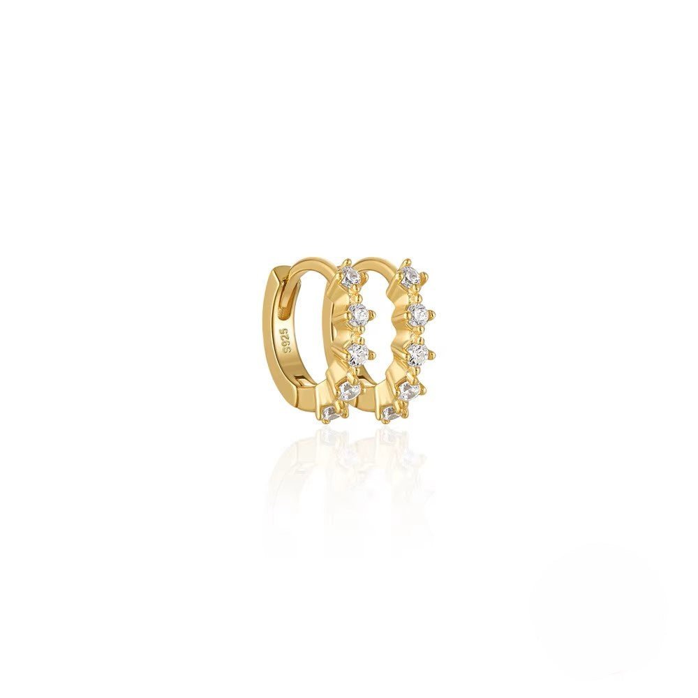Round Zirconia Pave Huggie Earrings - Aurelias Gold