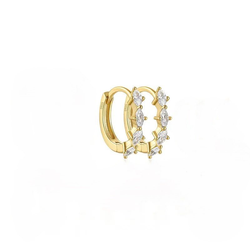 Eye Pave Huggie Earrings 8MM - Aurelias Gold