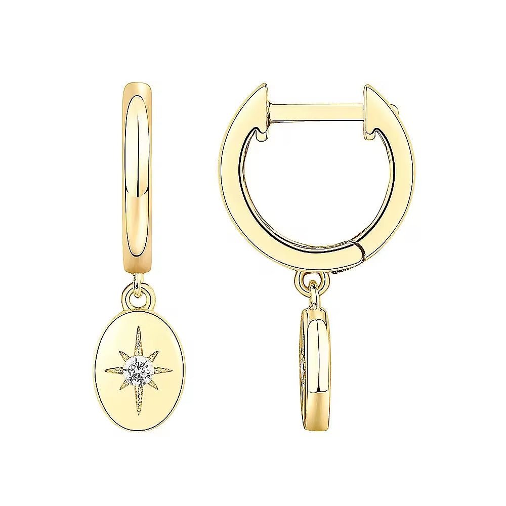 Geometric Star Zirconia Huggie Earrings - Aurelias Gold