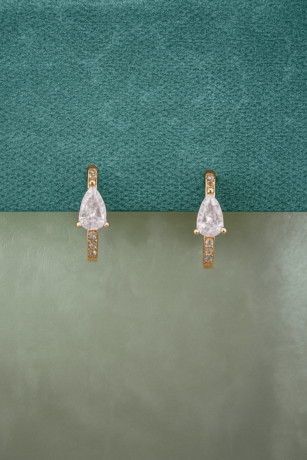 Cristal Half Pave Earrings - Aurelias Gold