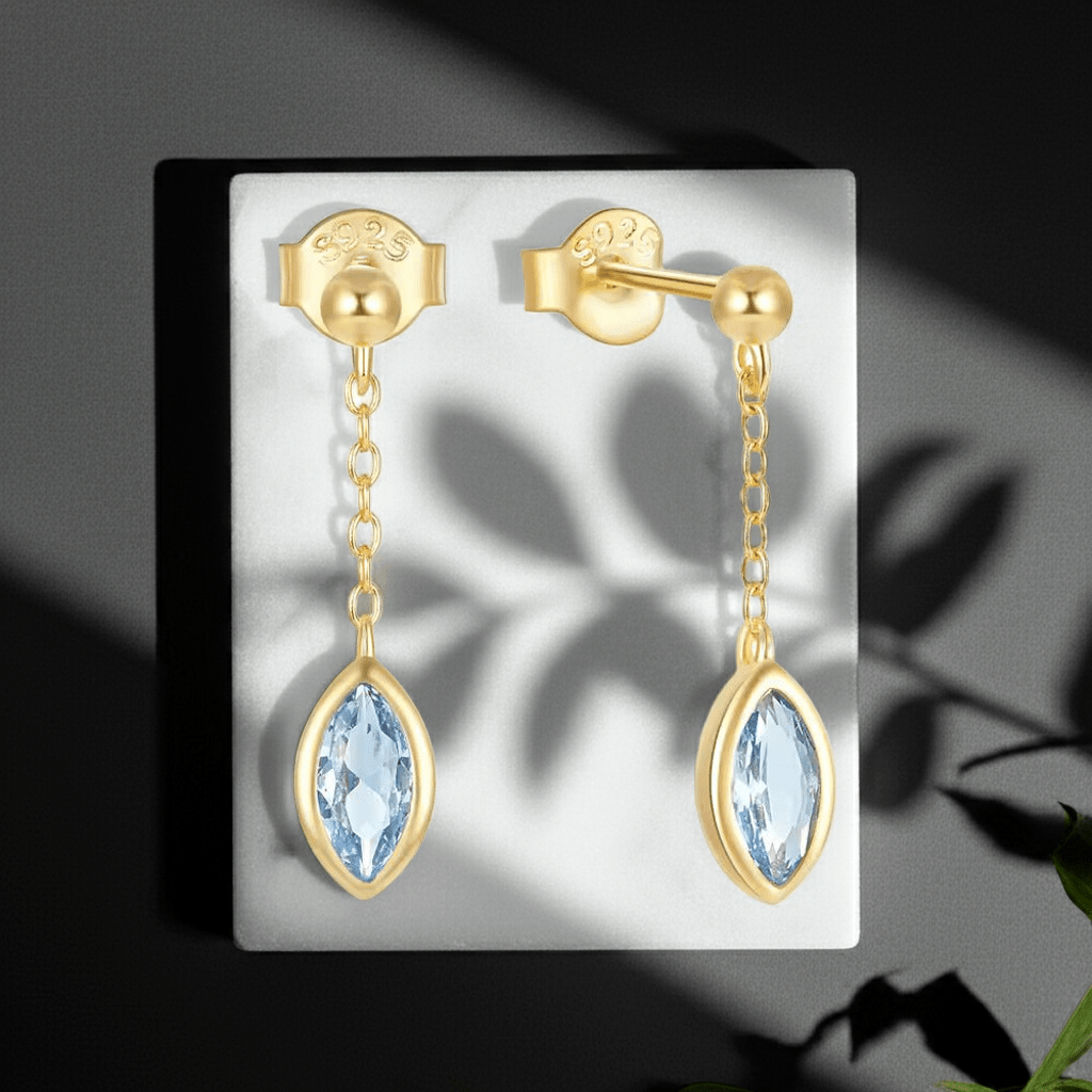 Blue Horse Eye Sparkle Earrings - Aurelias Gold