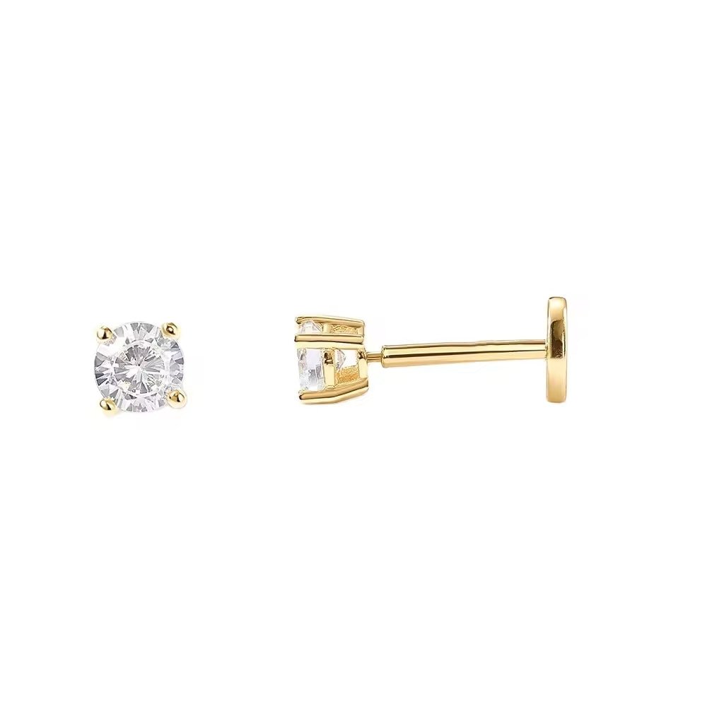 Four - claw Diamond 4mm Piercing - Aurelias Gold
