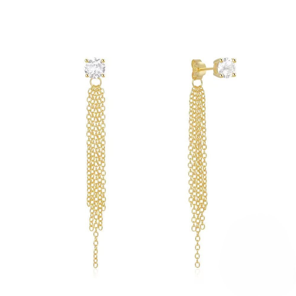 Sparkle Drop Chain Earring` - Aurelias Gold