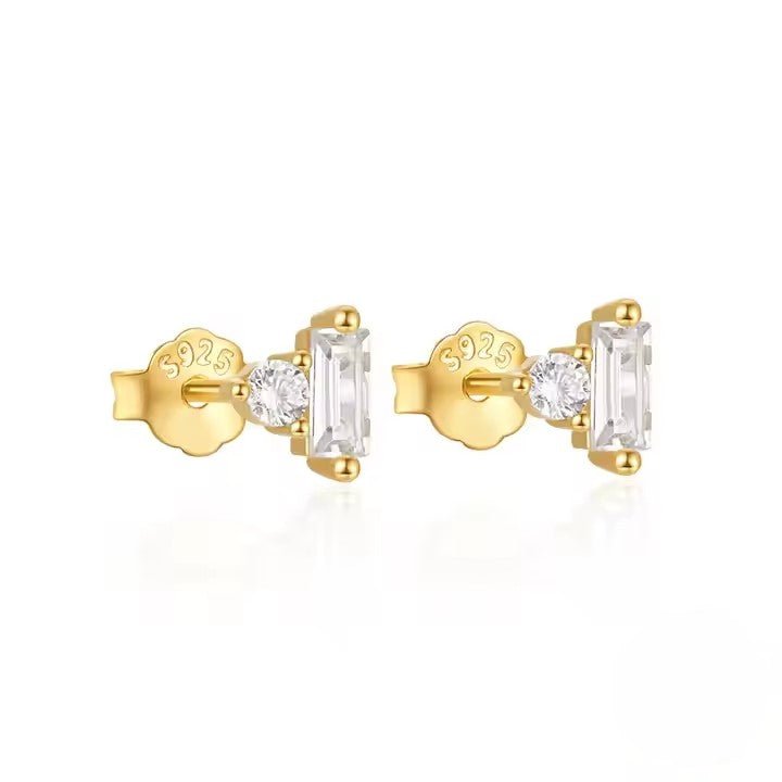 Rectangular Zirconia Stud Earrings - Aurelias Gold