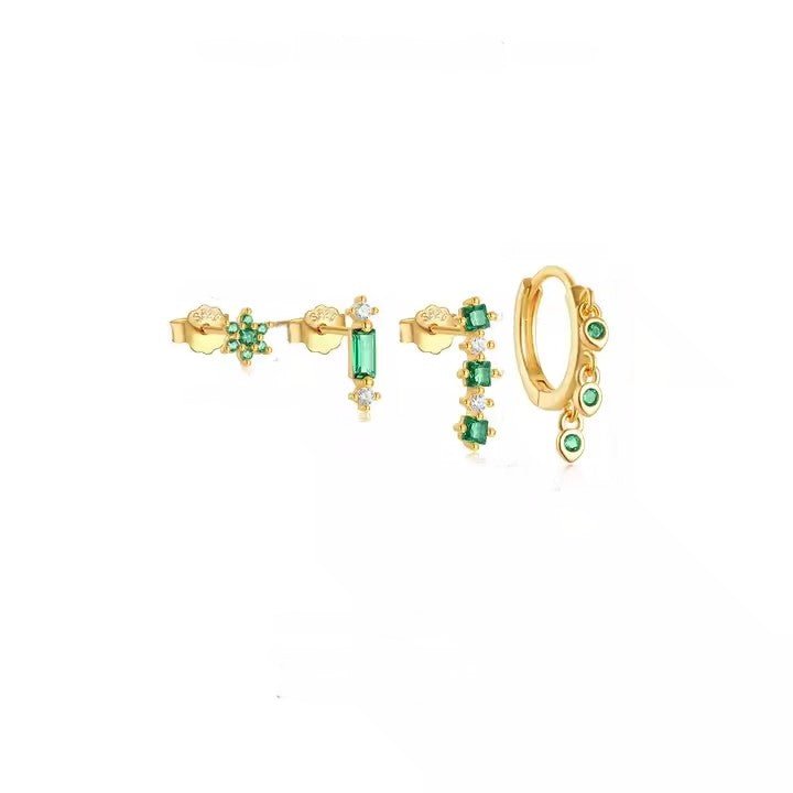 Green Zirconias Stones Earrings - Aurelias Gold