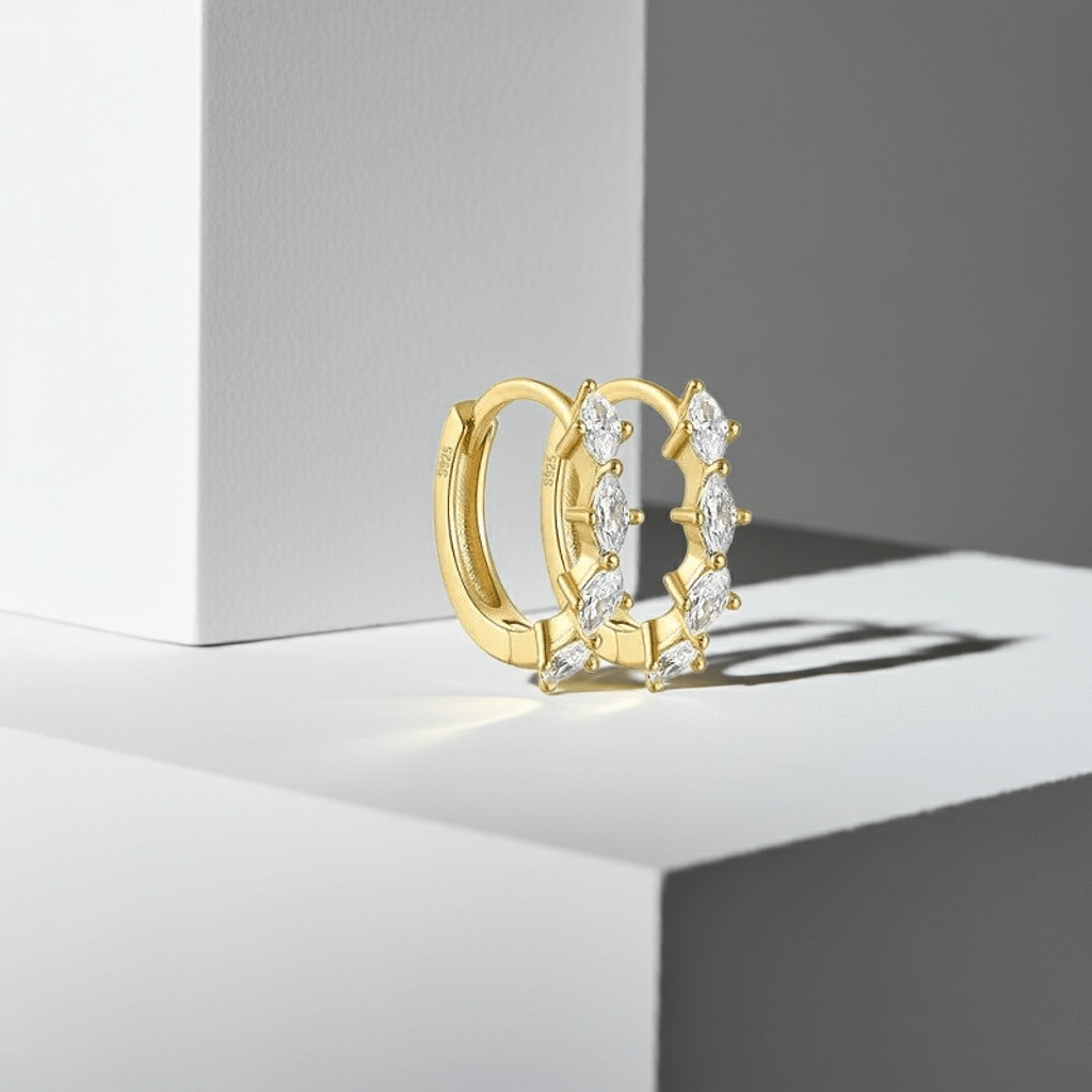 Eye Pave Huggie Earrings 8MM - Aurelias Gold