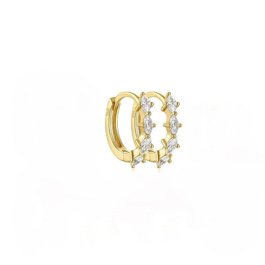 Eye Pave Huggie Earrings 8MM - Aurelias Gold
