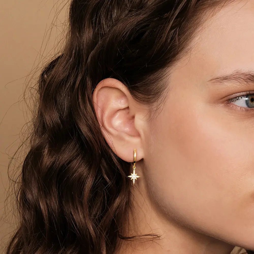 Zirconia Star Huggie Earrings - Aurelias Gold