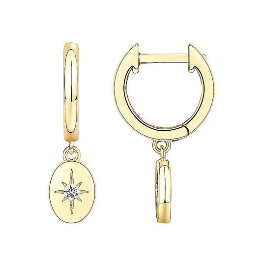 Geometric Star Zirconia Huggie Earrings - Aurelias Gold