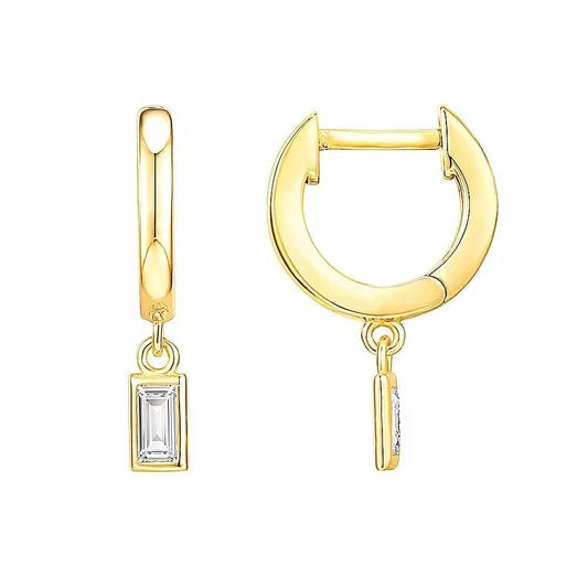Geometric Zirconia Huggie Earrings - Aurelias Gold