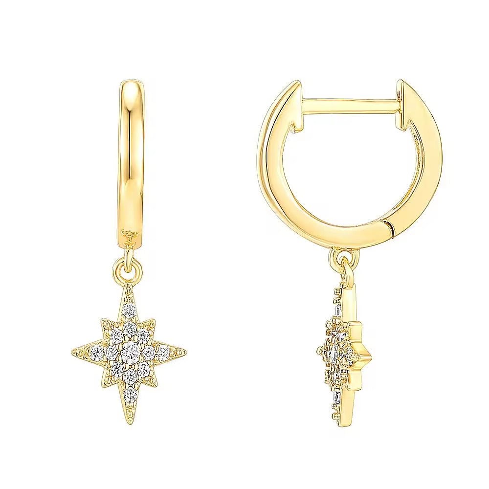 Zirconia Star Huggie Earrings - Aurelias Gold