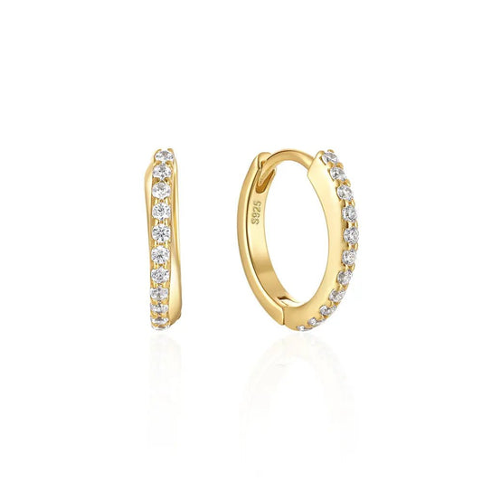 Cross Zirconia Pave Simple Huggie Earrings - Aurelias Gold