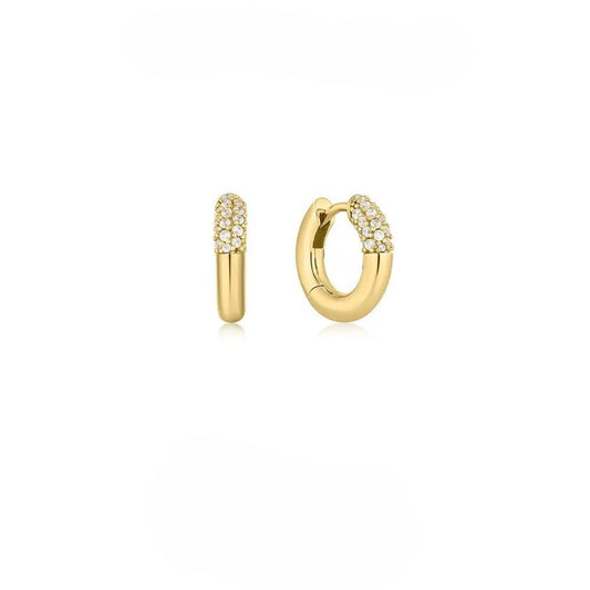 Zirconia Pave Huggie Earrings - Aurelias Gold