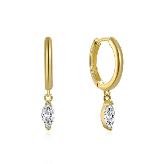 Zirconia Horse Eye Pendant Huggie Earrings - Aurelias Gold