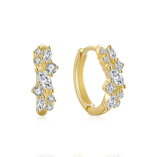 Tufted Zirconia Pave Huggie Earrings - Aurelias Gold