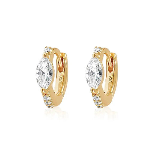 Half Pave Huggie Earrings - Aurelias Gold