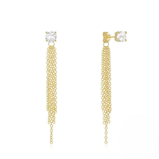 Sparkle Drop Chain Earring` - Aurelias Gold