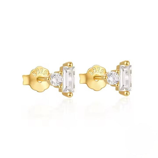 Rectangular Zirconia Stud Earrings - Aurelias Gold
