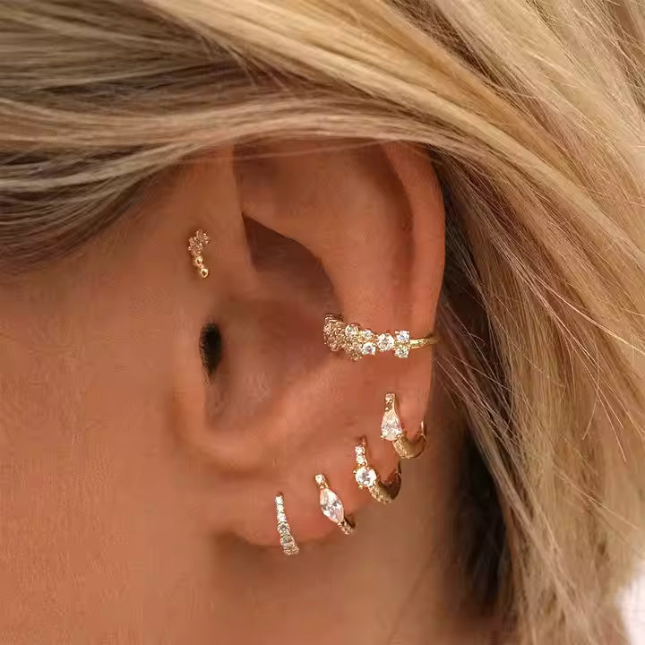 Cristal  Half Pave Earrings