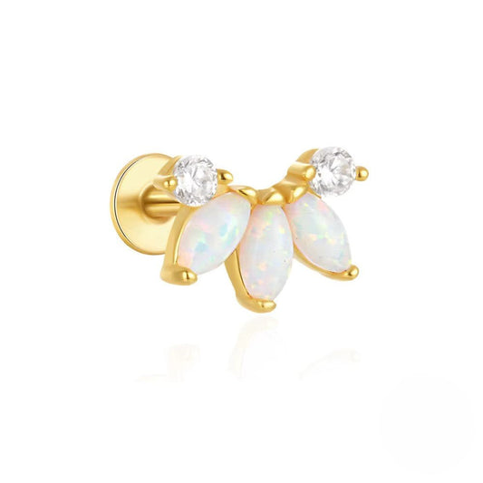 Triple Opal Two Zirconias Piercing - Aurelias Gold