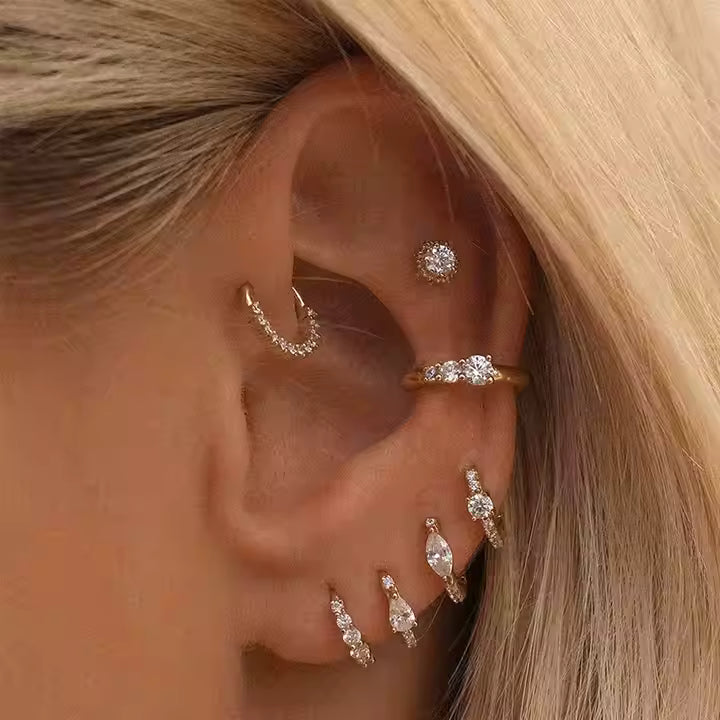 Cristal  Half Pave Earrings