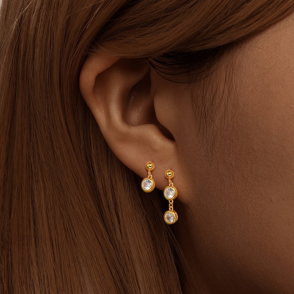 Asymmetric Pendant Stud Earrings - Aurelias Gold