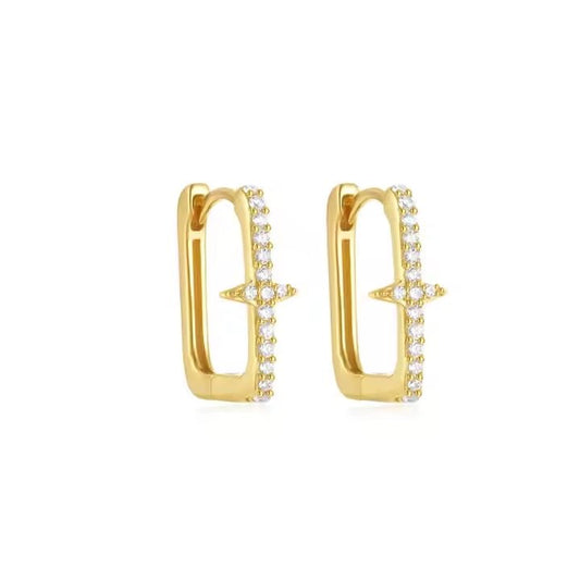 Star Square Zirconia Huggie Earring - Aurelias Gold