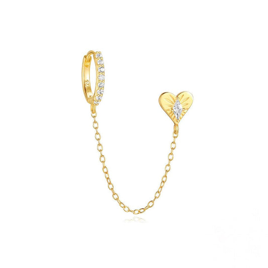 Huggie Chain Heart Earring - Aurelias Gold