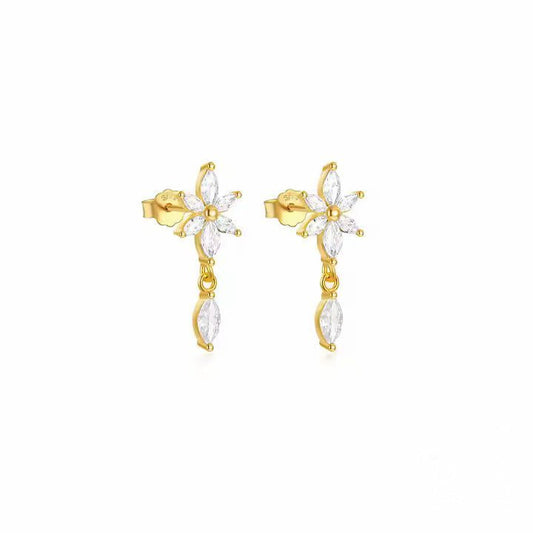 Flower Dangle Hoop Earring - Aurelias Gold